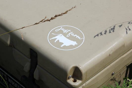 Just Farm Script Steer Round Sticker