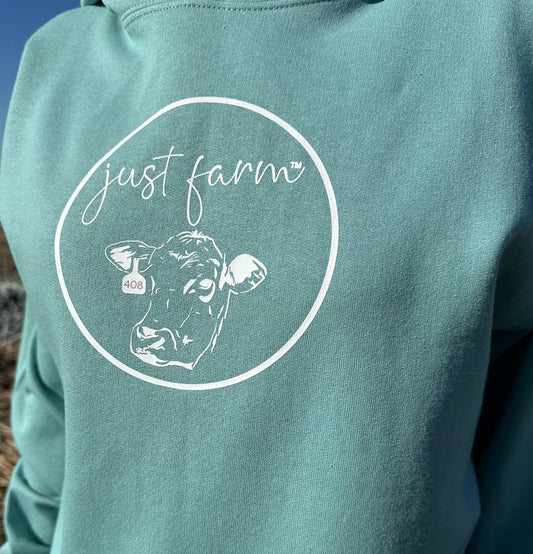 Just Farm Script Round Steer Head Hoodie - Just Farm Apparel