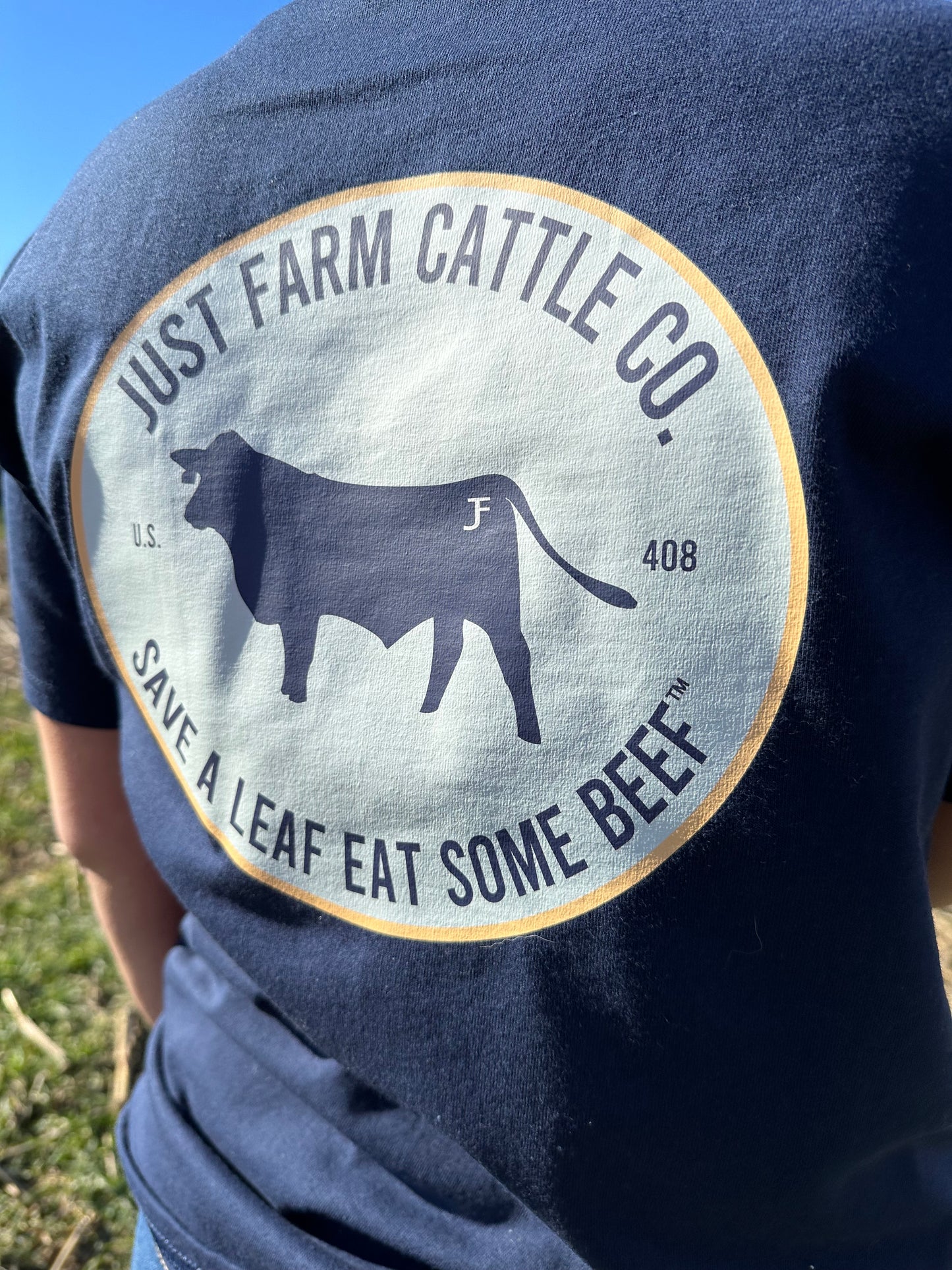 Just Farm Cattle Co Save A Leaf Eat Some Beef Pocket Tee