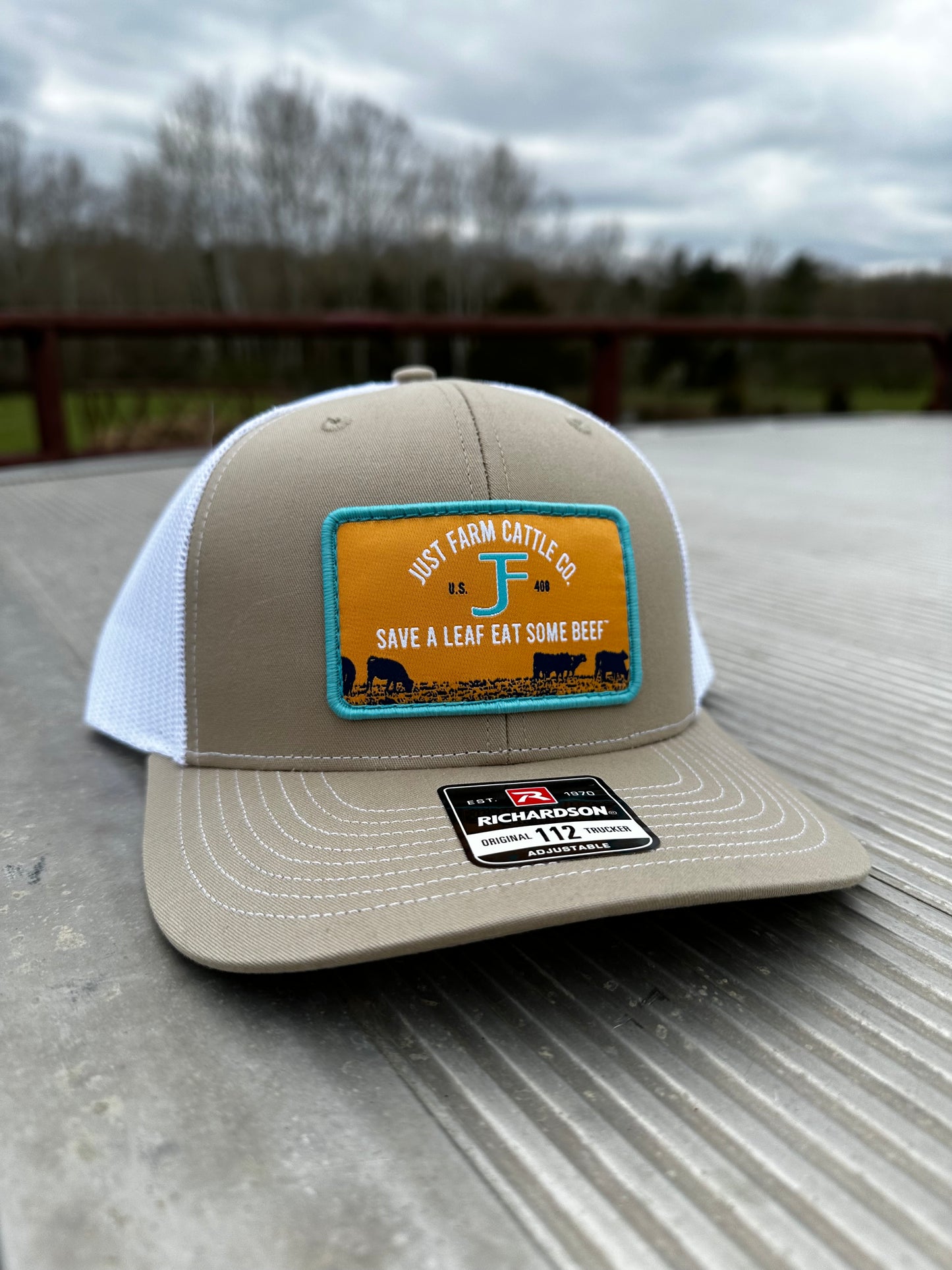 Just Farm Cattle Co. Save A Leaf Eat Some Beef Logo Hat - Just Farm Apparel