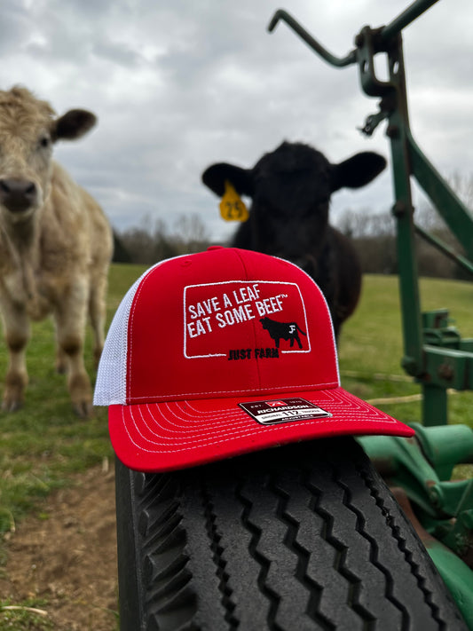 Save A Leaf Eat Some Beef Embroidered Hat - Just Farm Apparel